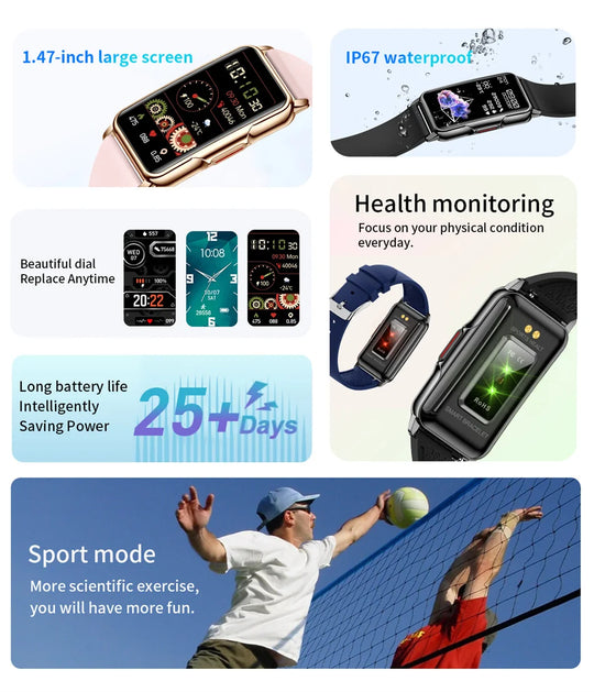 Smart Bracelet for Women - Waterproof Fitness Tracker Heart Rate Monitor