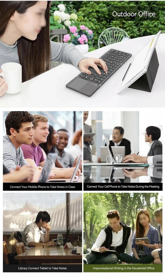 Foldable Bluetooth Keyboard with Touchpad - Mini Wireless Keyboard for Tablet iPad Phone Windows Android iOS