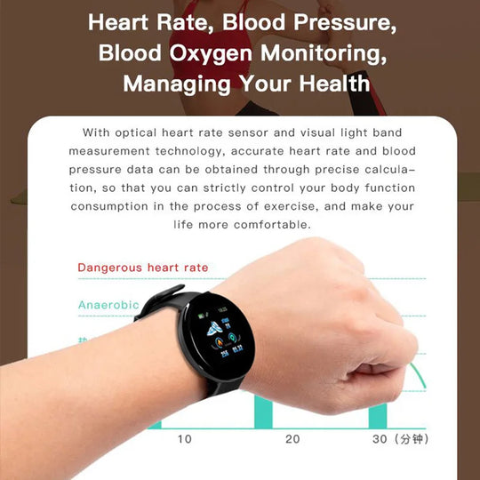 Smart Watch - Heart Rate Monitor Fitness Tracker Round Digital Watch