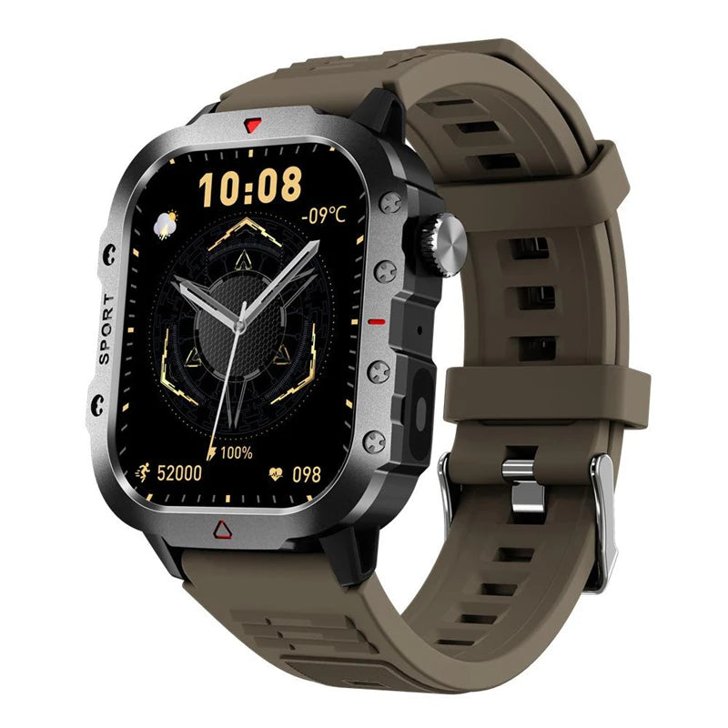 Military Smart Watch for Men - IP68 Outdoor Sports Fitness Tracker with Bluetooth Call