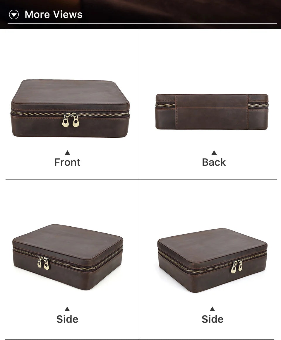 Leather Watch Organizer Box - 8/10/12 Slots Vintage Jewelry Storage Case - for Men & Women