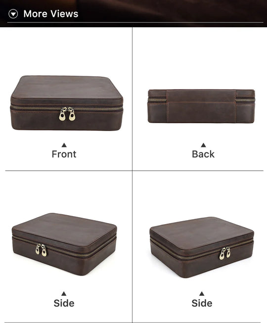 Leather Watch Organizer Box - 8/10/12 Slots Vintage Jewelry Storage Case - for Men & Women