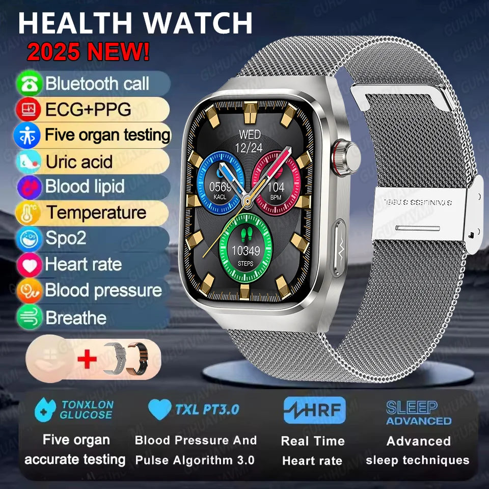 ECG+PPG Health Smartwatch - Heart Rate, Blood Pressure & BT Call Monitor