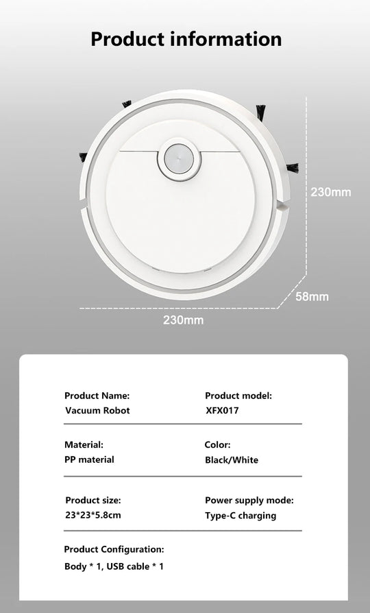 Smart Robot Vacuum & Mop - 3-in-1 Floor Cleaner for Pet Hair, Carpet & Hard Floors