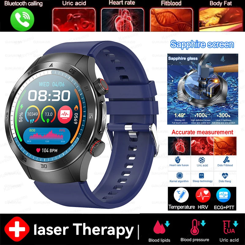 Smart Watch - Health Tracker Uric Acid Body Fat Bluetooth Call