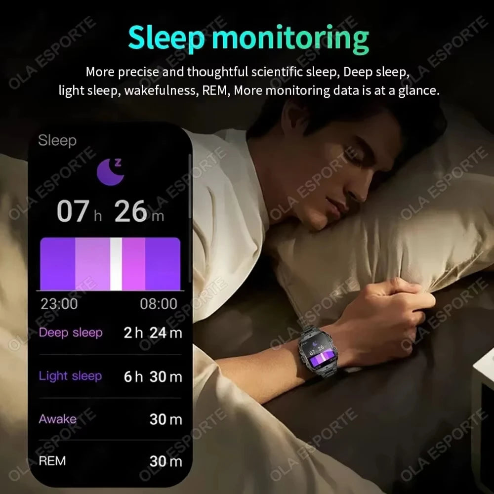 Military Smart Watch for Men - IP68 Outdoor Sports Fitness Tracker with Bluetooth Call