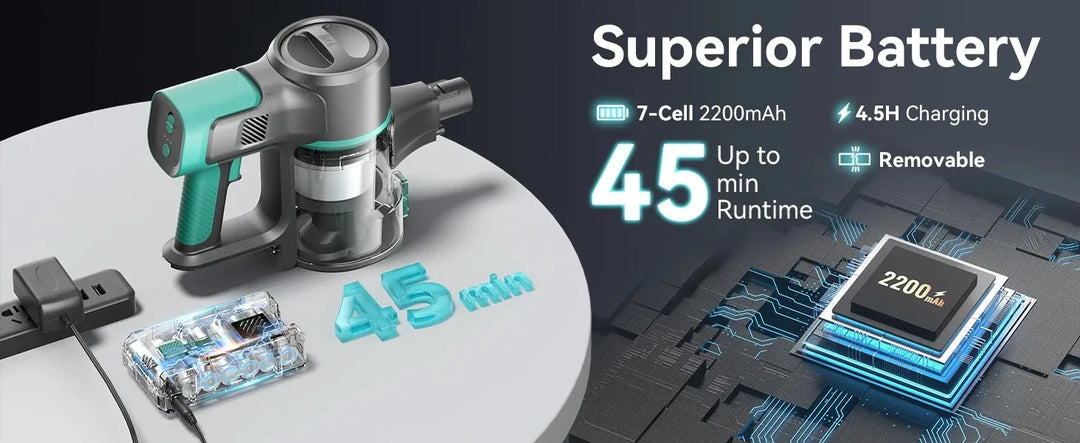 Cordless Vacuum Cleaner - 28KPa 3-Mode Handheld Stick for Home & Carpet