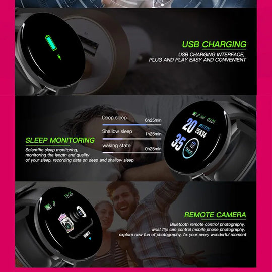 Smart Watch - Heart Rate Monitor Fitness Tracker Round Digital Watch