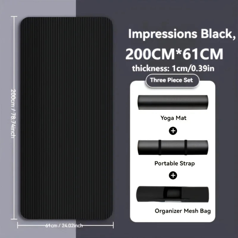 Thick Non-Slip Yoga Mat - Durable NBR Rubber for Home Fitness & Workouts