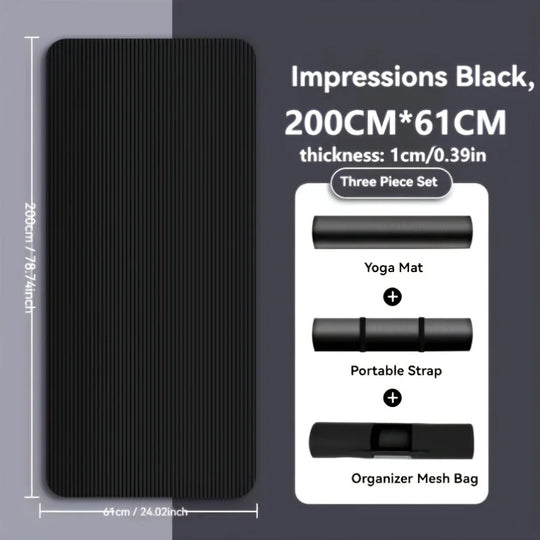 Thick Non-Slip Yoga Mat - Durable NBR Rubber for Home Fitness & Workouts