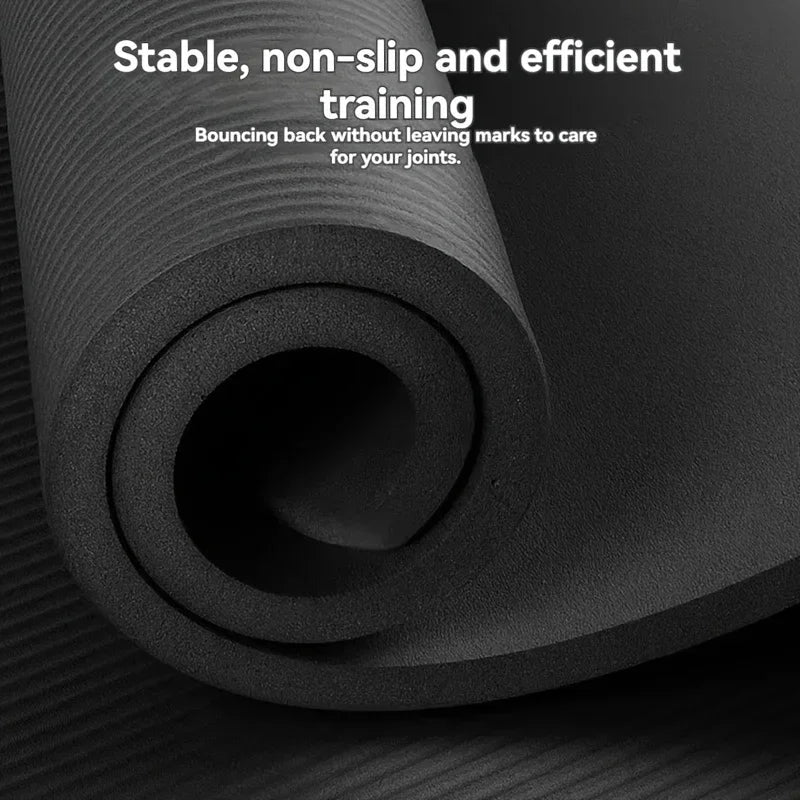 Thick Non-Slip Yoga Mat - Durable NBR Rubber for Home Fitness & Workouts