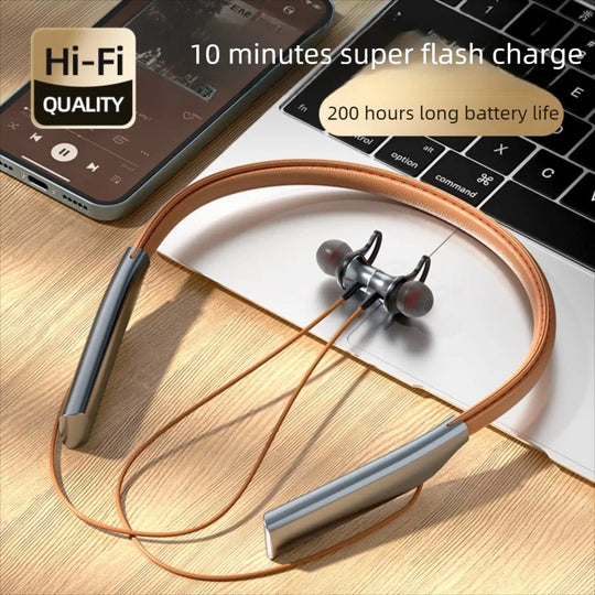 Magnetic Neckband Bluetooth Earphones - Wireless Sport Headset with Mic