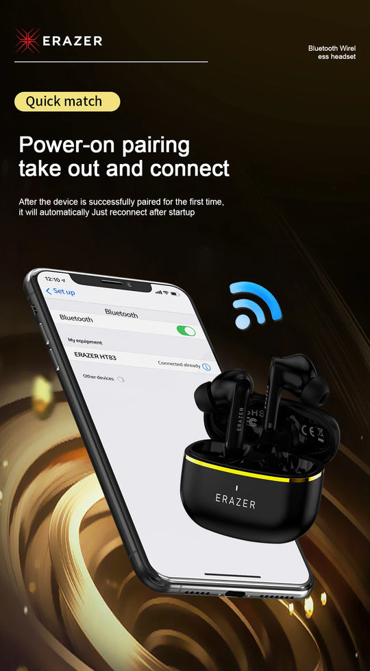 Wireless Bluetooth Earbuds - HiFi Stereo Sports Noise Reduction Headphones