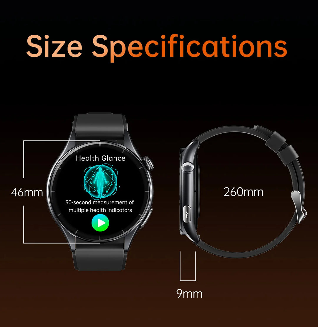 Smart Watch with ECG Health Monitoring - Uric Acid Blood Pressure Blood Oxygen for iOS & Android