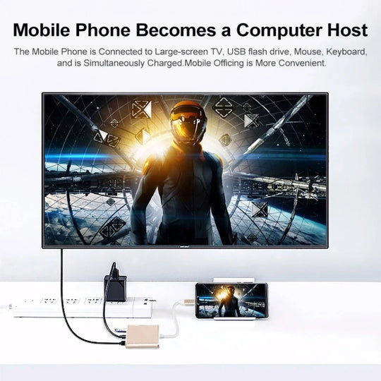3-in-1 USB-C Hub - HDMI 4K Adapter with USB 3.0 & Charging for MacBook