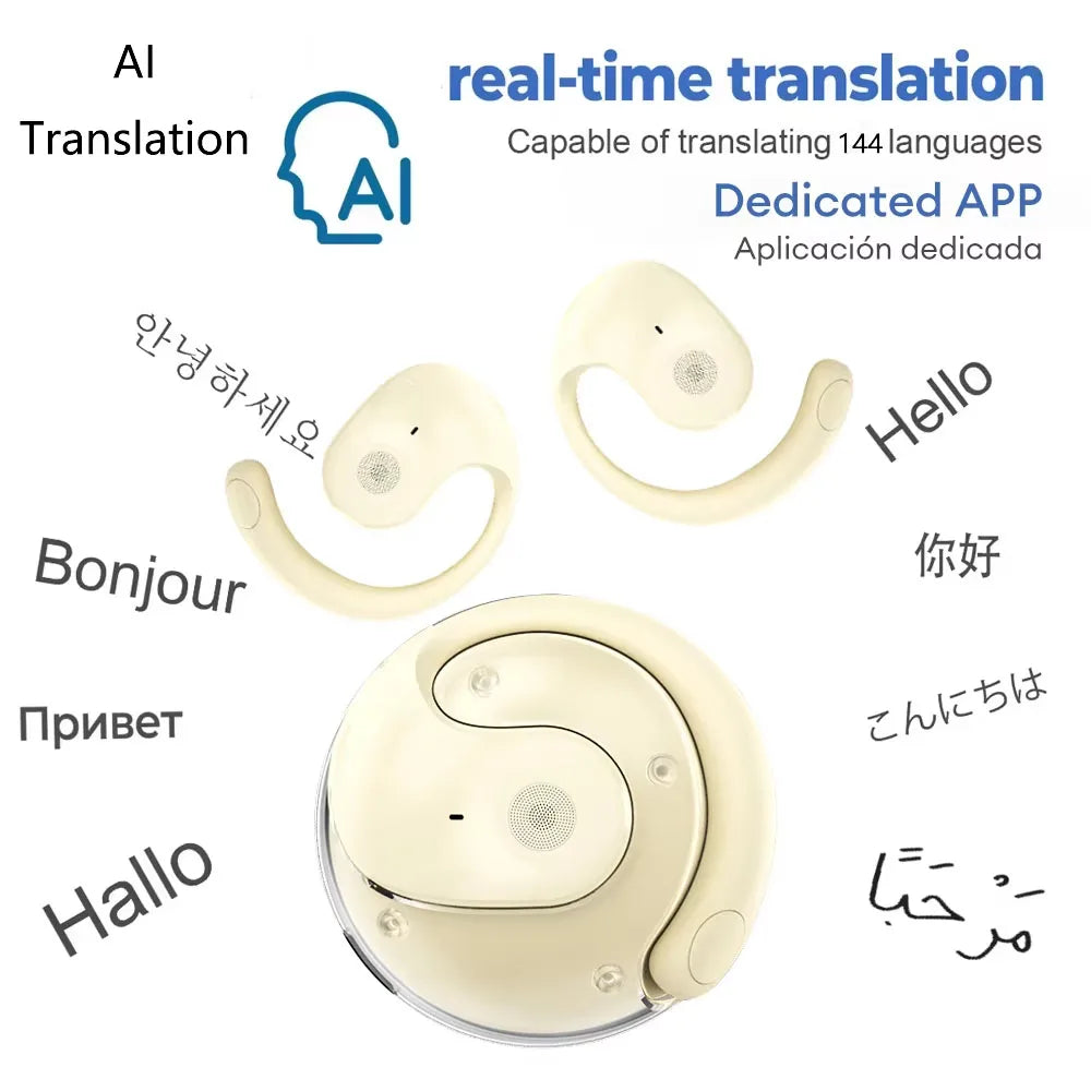 AI Translator Earbuds - Real-Time Translation Wireless Bluetooth Waterproof