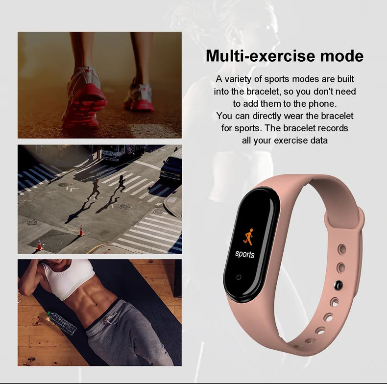 Smart Watch Wristband - Waterproof Blood Pressure Heart Rate Monitor