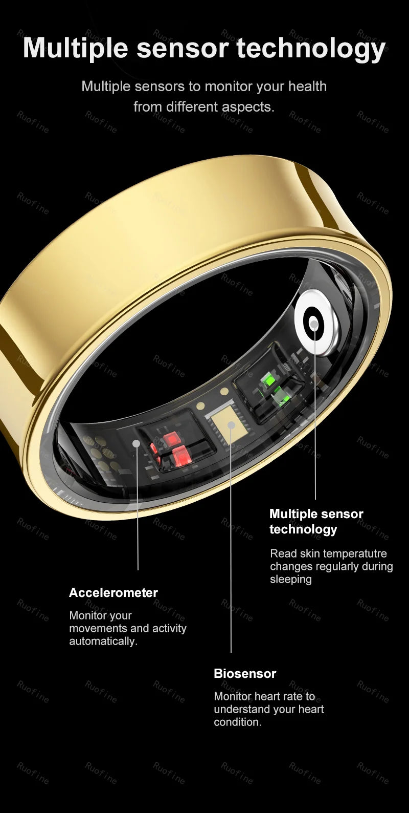 Smart Ring Fitness Tracker - Waterproof Health Monitor