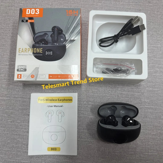 Wireless Earbuds - ANC ENC Noise Cancelling Subwoofer Headset