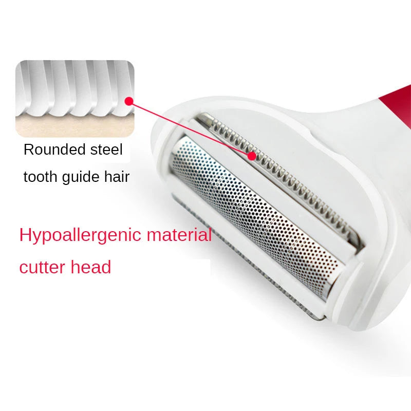 Women's Electric Epilator - 5-in-1 Lady Shaver, Nose Trimmer, Eyebrow Shaper, Leg, Armpit & Bikini Hair Removal
