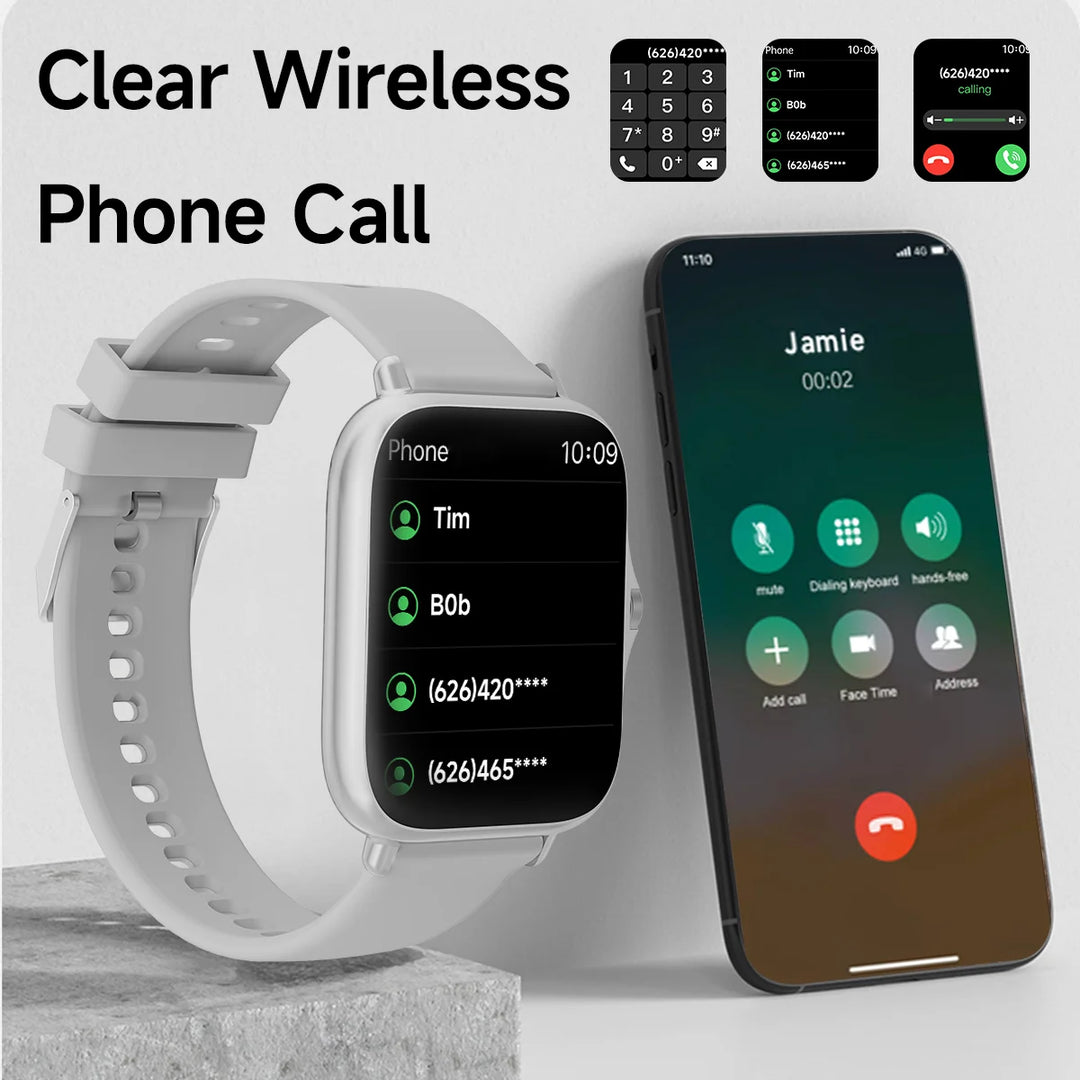 Square Sport Smartwatch - Heart Rate & Sleep Monitor with BT Call