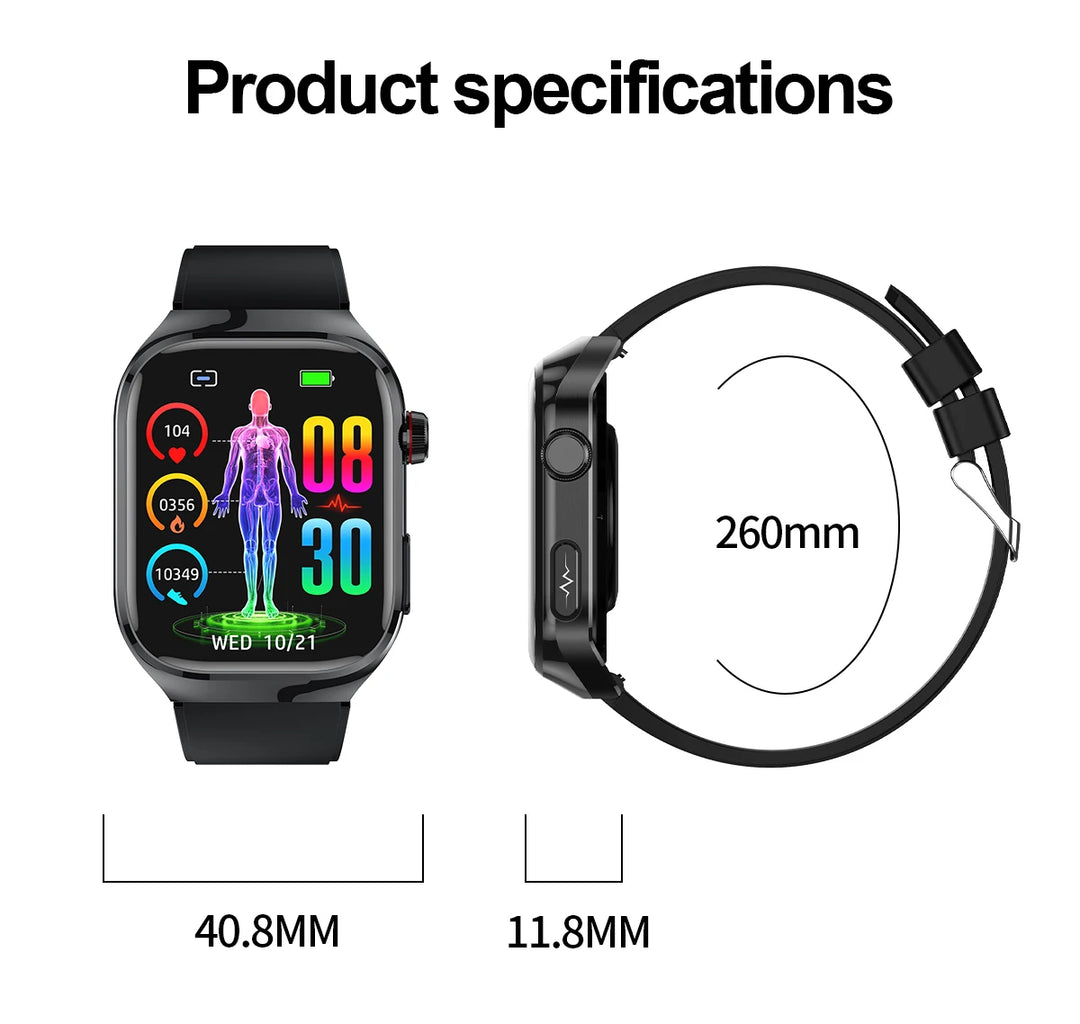 ECG+PPG Health Smartwatch - Heart Rate, Blood Pressure & BT Call Monitor