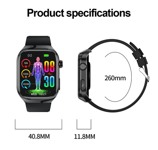 ECG+PPG Health Smartwatch - Heart Rate, Blood Pressure & BT Call Monitor