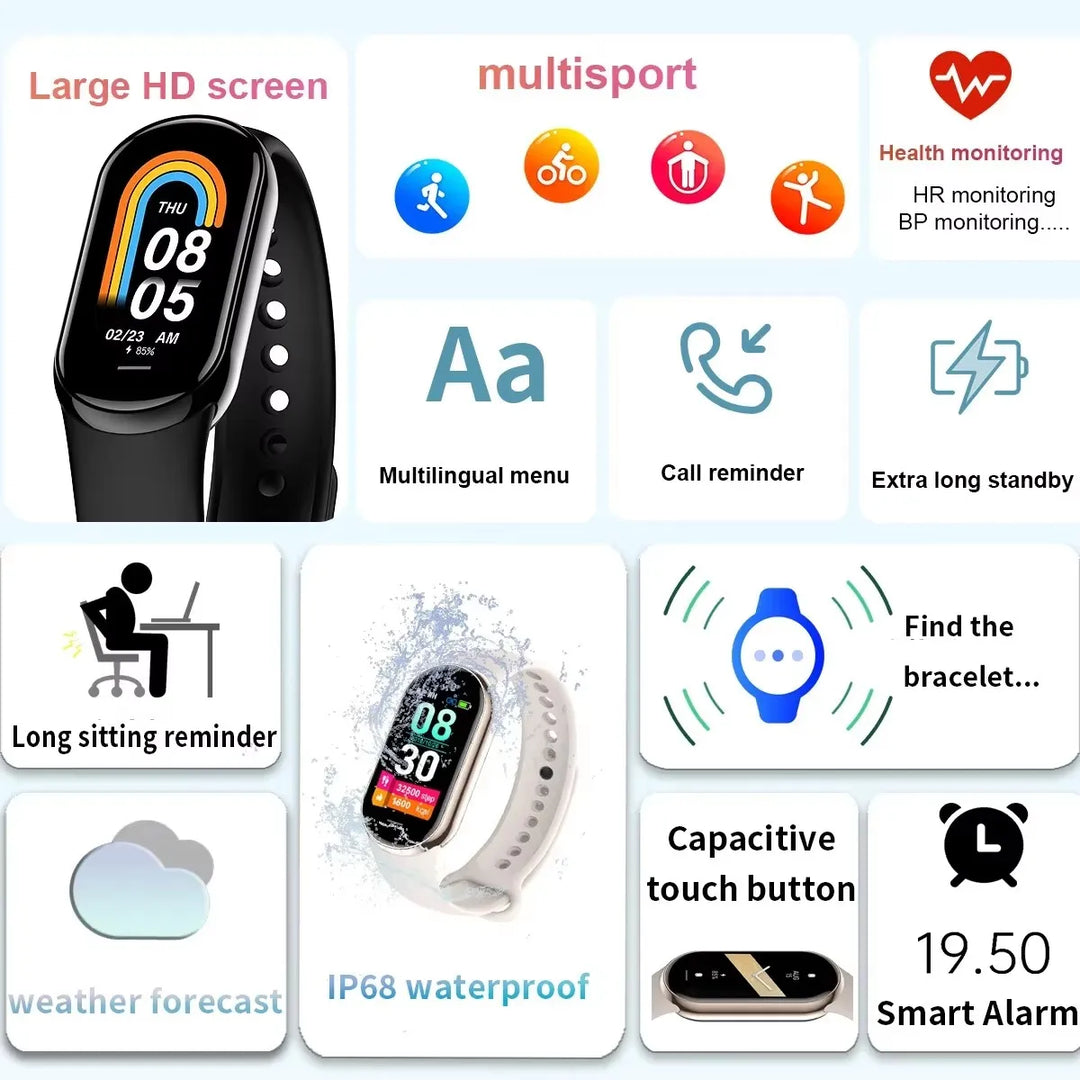 M8 Smart Watch - Fitness Tracker with Heart Rate Monitor for Android & iOS