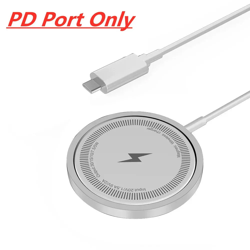Magnetic iPhone Wireless Charger Pad USB  for 15 14 13 12 Pro Max Mini Fast Wireless Charging