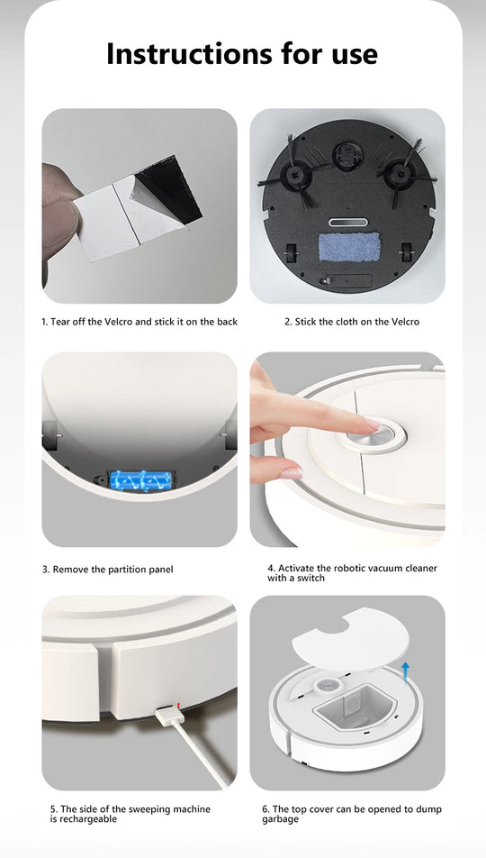 Smart Robot Vacuum & Mop - 3-in-1 Floor Cleaner for Pet Hair, Carpet & Hard Floors
