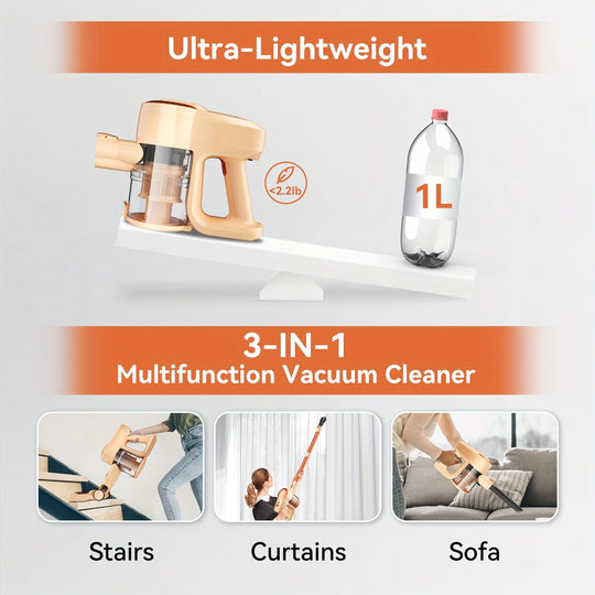 Cordless Vacuum Cleaner - 20KPa Stick & Handheld for Home, Pet Hair & Hard Floors