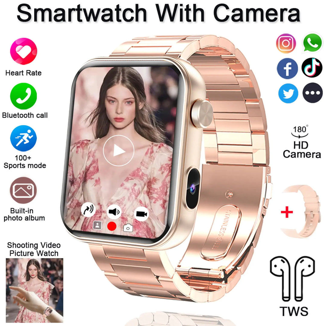 Smart Watch with Camera - Photo Video Heart Rate Bluetooth Call Waterproof