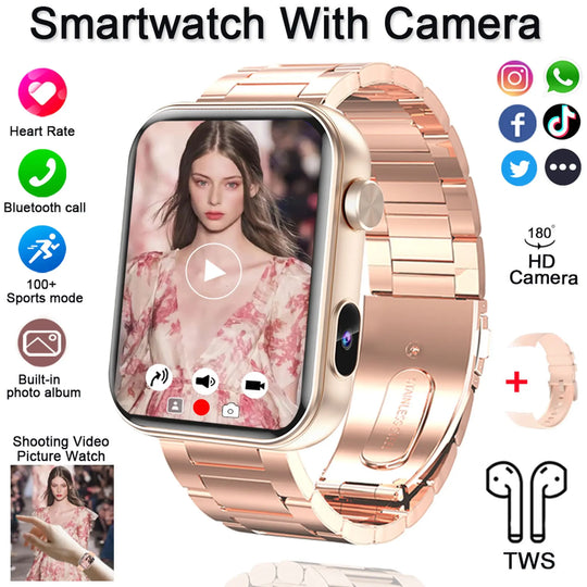 Smart Watch with Camera - Photo Video Heart Rate Bluetooth Call Waterproof