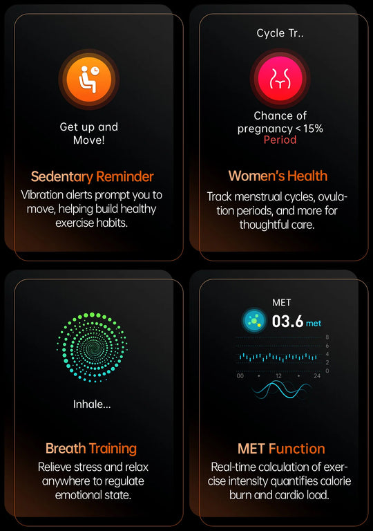 Smart Watch with ECG Health Monitoring - Uric Acid Blood Pressure Blood Oxygen for iOS & Android