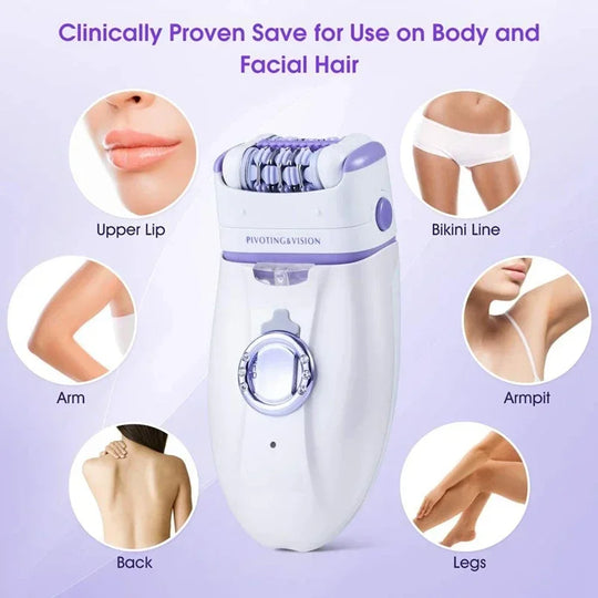Electric Epilator for Women - Leg, Body, Lip, Chin & Bikini Hair Removal - 3-in-1