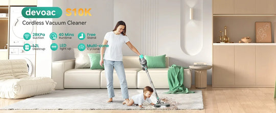 Cordless Vacuum Cleaner - 28KPa 3-Mode Handheld Stick for Home & Carpet