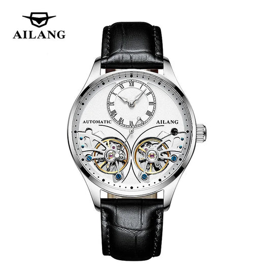 AILANG Brand New Fashion Double Tourbillon Watch for Men Luxury Stainless Steel Waterproof Automatic Mechanical Watches Mens