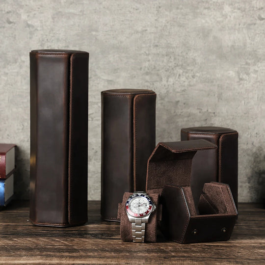 Vintage Genuine Leather Watches & Jewelry Organizers for Men Women