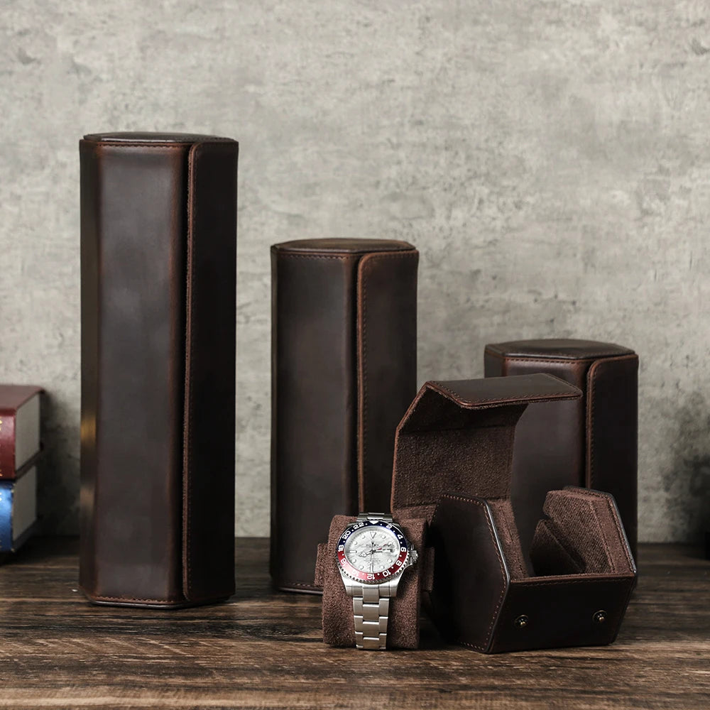 Leather Watch Roll Box - 1/2/3/4/6/8 Slots Travel Case & Display Holder - for Men & Women