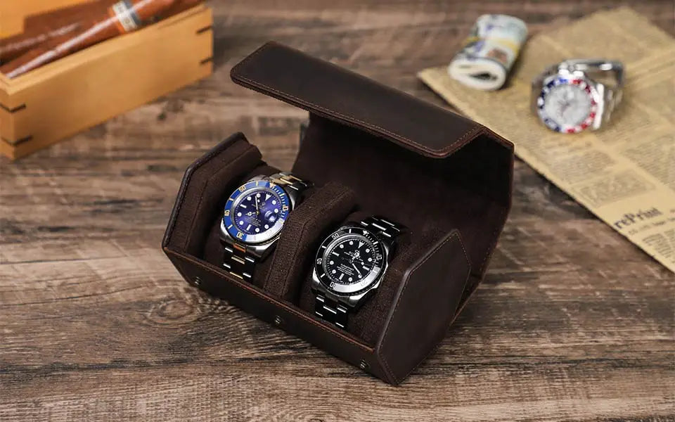Leather Watch Roll Box - 1/2/3/4/6/8 Slots Travel Case & Display Holder - for Men & Women