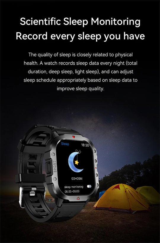 Military Smart Watch for Men - IP68 Outdoor Sports Fitness Tracker with Bluetooth Call