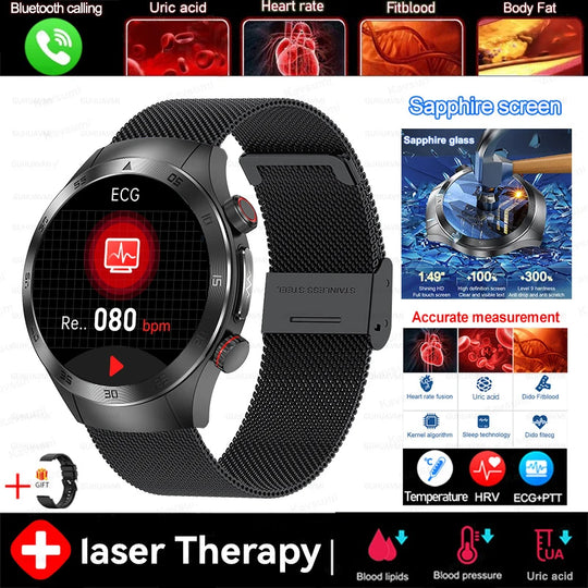 Smart Watch - Health Tracker Uric Acid Body Fat Bluetooth Call