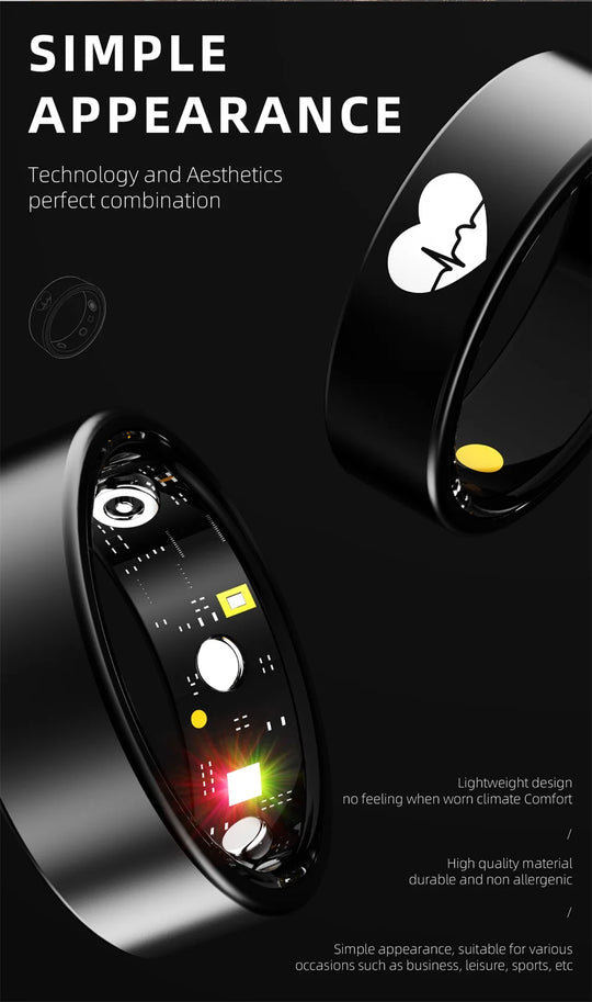 ECG Smart Ring - Heart Rate Body Temperature Health Tracker