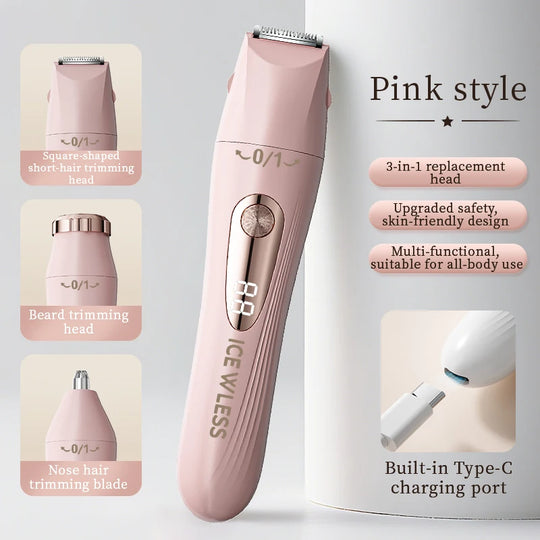 Women's Electric Shaver - Wet & Dry, Detachable Blade, Portable - Bikini, Body, Underarms & Legs - 3-in-1