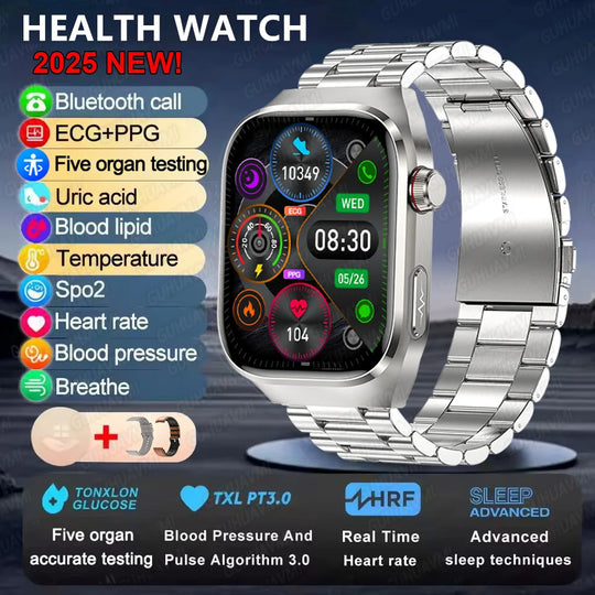 ECG+PPG Health Smartwatch - Heart Rate, Blood Pressure & BT Call Monitor
