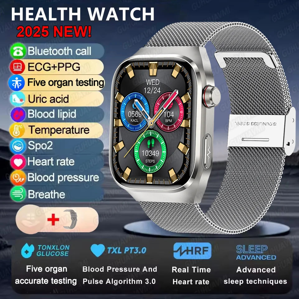 ECG+PPG Health Smartwatch - Heart Rate, Blood Pressure & BT Call Monitor