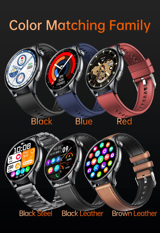 Smart Watch with ECG Health Monitoring - Uric Acid Blood Pressure Blood Oxygen for iOS & Android