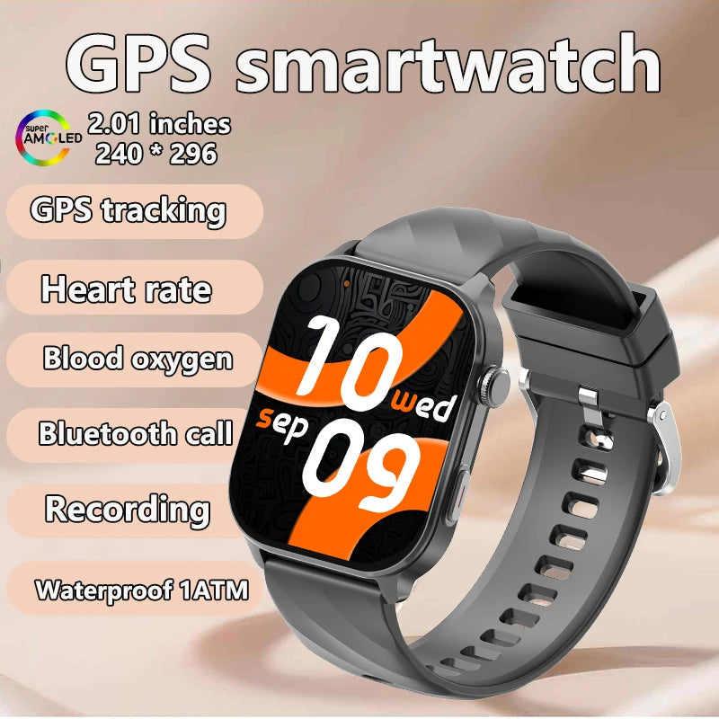 GPS Smart Watch - Heart Rate Blood Oxygen Pressure Bluetooth Call NFC
