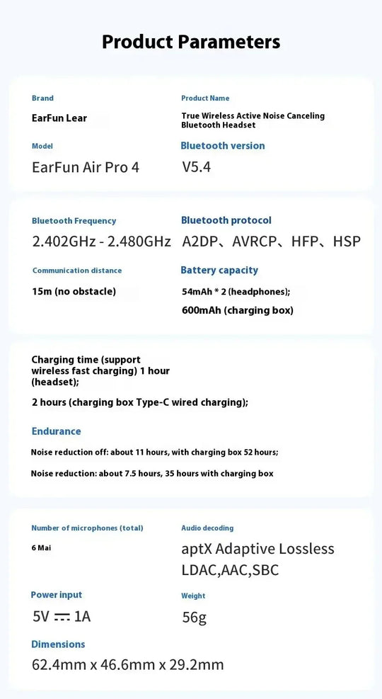 Bluetooth Earbuds - Active Noise Reduction Waterproof Gaming Earphones