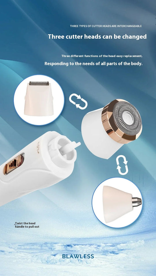 Portable Electric Lady Shaver - Armpit, Bikini, Arm, Leg & Face Hair Removal - Painless